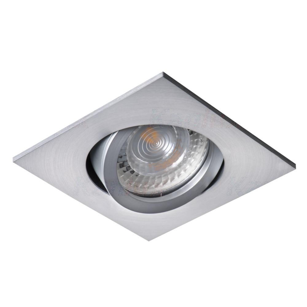 Support encastrable carré pour ampoule spot halogènes, CFL ou LED de 50W  Max Couleur acier brossé