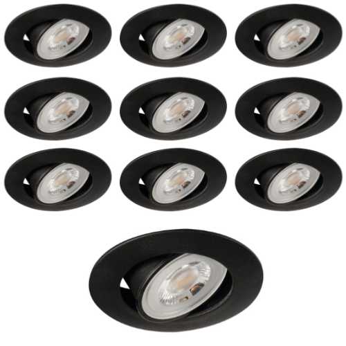 Lot 10 x Spot LED extra-plat noir Kanlux 4.8W 36° 230V Blanc Chaud