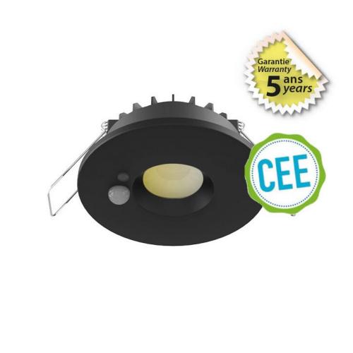 Spot LED à détection noir RT2012 IP65 recouvrable isolant 6W CCT