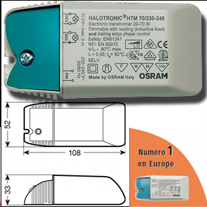 Osram Mouse 105VA 230V Transformateur 12V, Halogène/LED