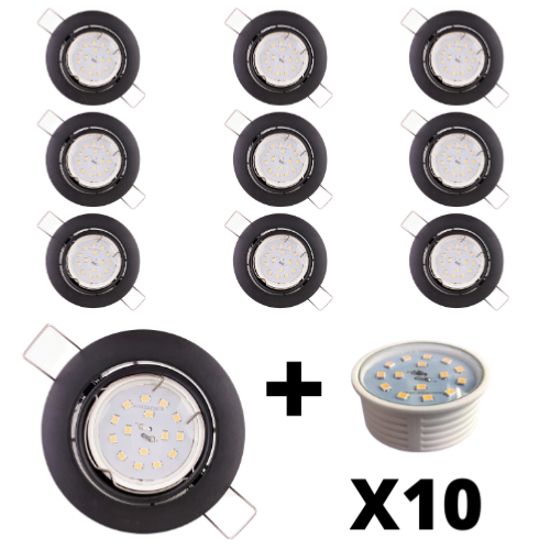 Spots LED encastrables orientables 5W ultra-plats nickel mat Set de 12