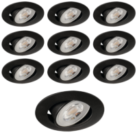 Lot 10 x Spot LED extra-plat noir Kanlux 4.8W 36 230V Blanc Chaud